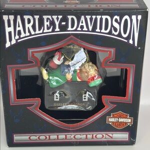 Harley-Davidson Santa Ornament with Red and Green Accents